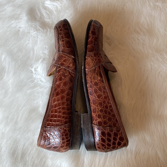 Zelli Italian Men’s Slip-On Penny Loafer in Cognac Crocodile Leather - Picture 4 of 11